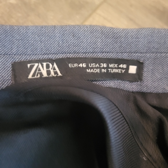 Blue textured two button relaxed fit Zara mens nwot blazer size 36 - Picture 11 of 14